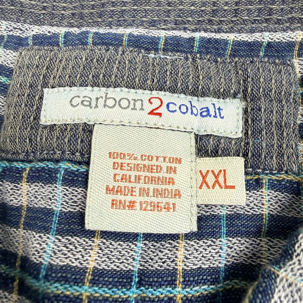 Carbon2Cobalt Mens XXL Blue Plaid Cotton Button Down Shirt 133692 NWT - Picture 5 of 10